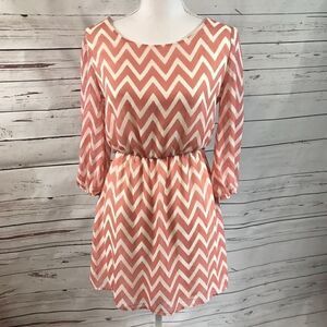Papaya Brand Chevron Patterned Dress Coral Dress